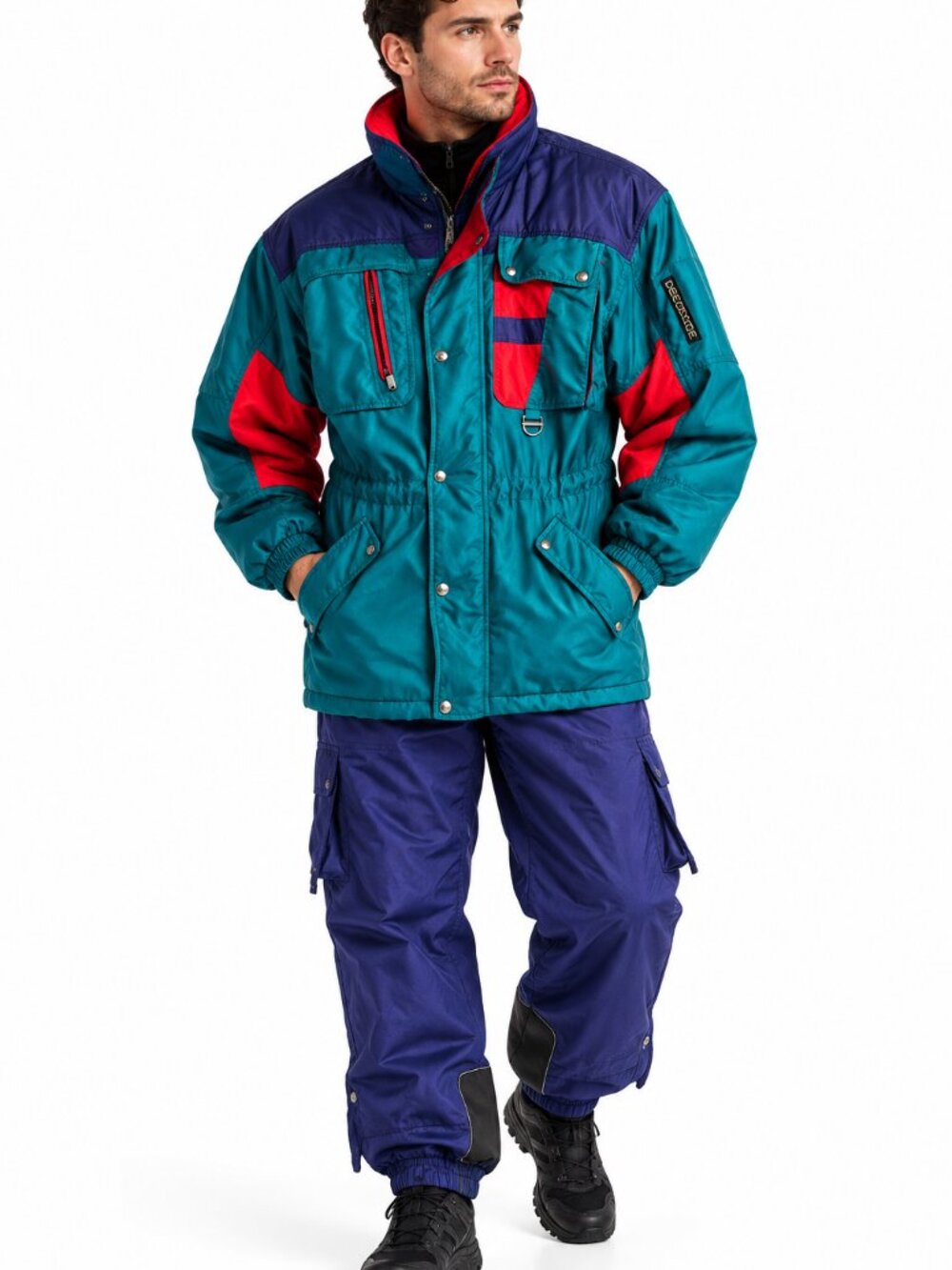 Vintage Descente Men’s Colorblock Ski Suit Jacket & Pants Set Size L 52 90s